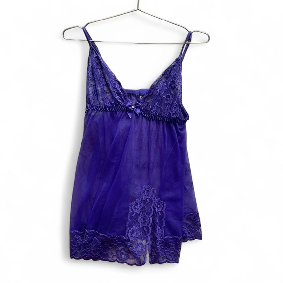 Frederick's of Hollywood Dresses & Skirts - Vintage Frederick’s of Hollywood Purple Lace Babydoll Slip Dress – Y2K Lingerie